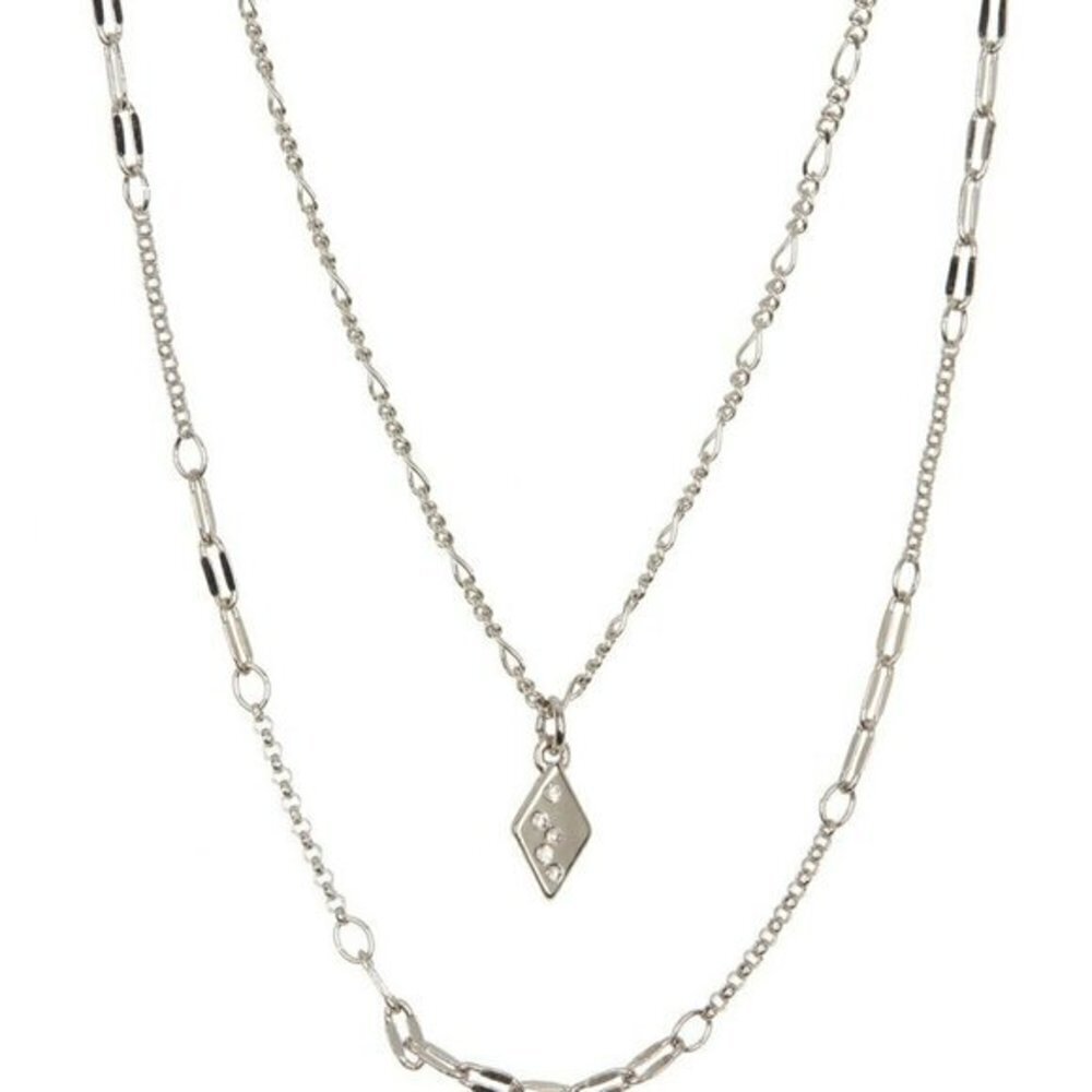 Halogen Dual Layer Diamond Shaped Charm Necklace